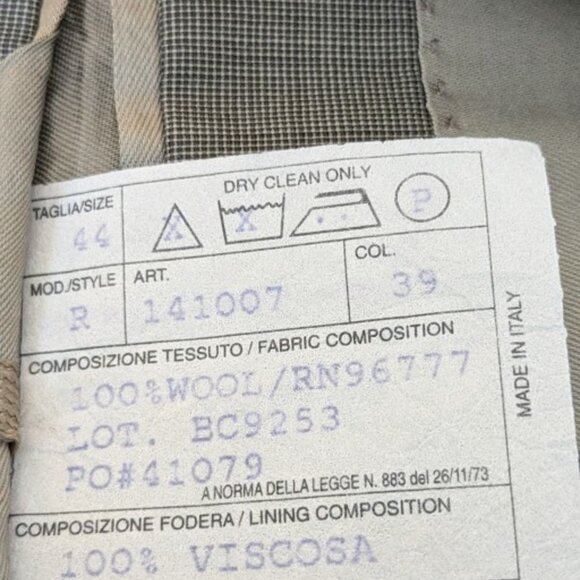 LOUIS DELL’OLIO Men's Suit 100% Wool Beige Size 44R - Picture 10 of 15